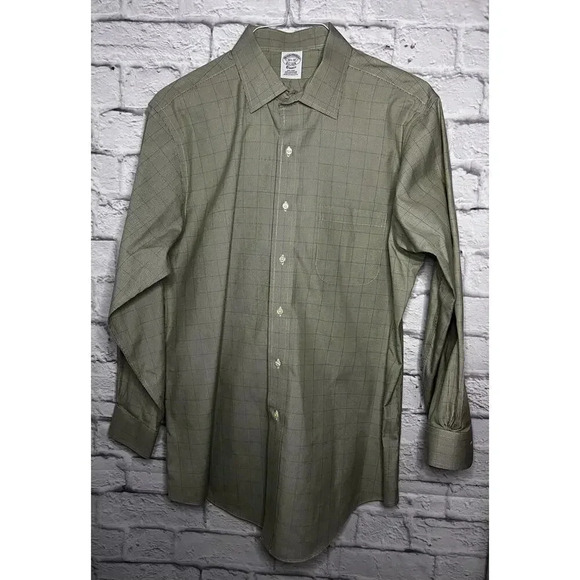 Brooks Brothers Classic 100% Supima Cotton Dress Shirt Men's Green 16 1/2 - 32 - Picture 1 of 9